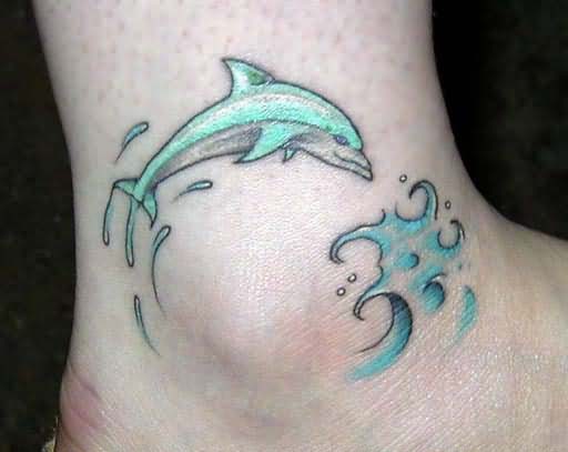 Cute Dolphin Tattoo On Ankle