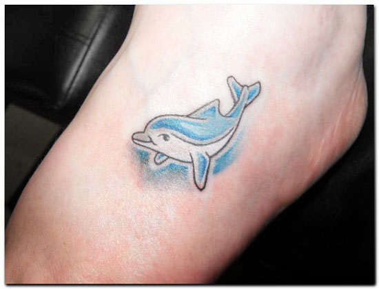 Cute Dolphin Tattoo On Left Foot