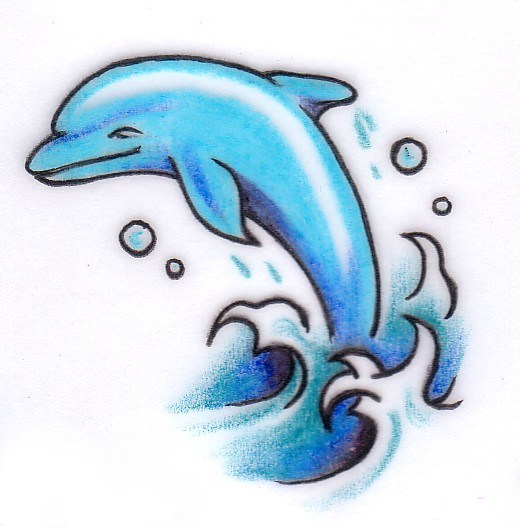 Dark Blue Dolphin Tattoos Design