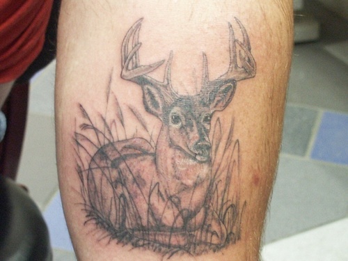 Deer Scenery Tattoo Design For Sleeve