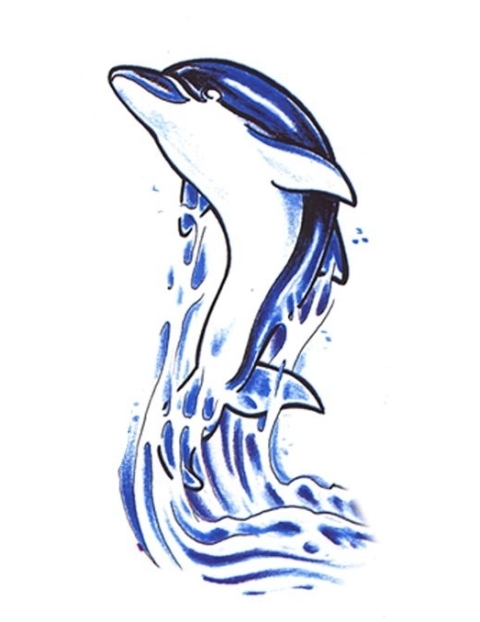 Dolphin Jumping From Water Tattoo Design
