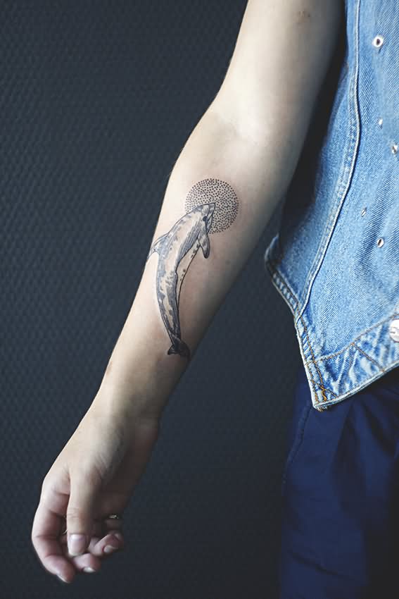 Dolphin Tattoo On Right Forearm