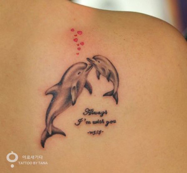 Dolphin Tattoos On Right Back Shoulder