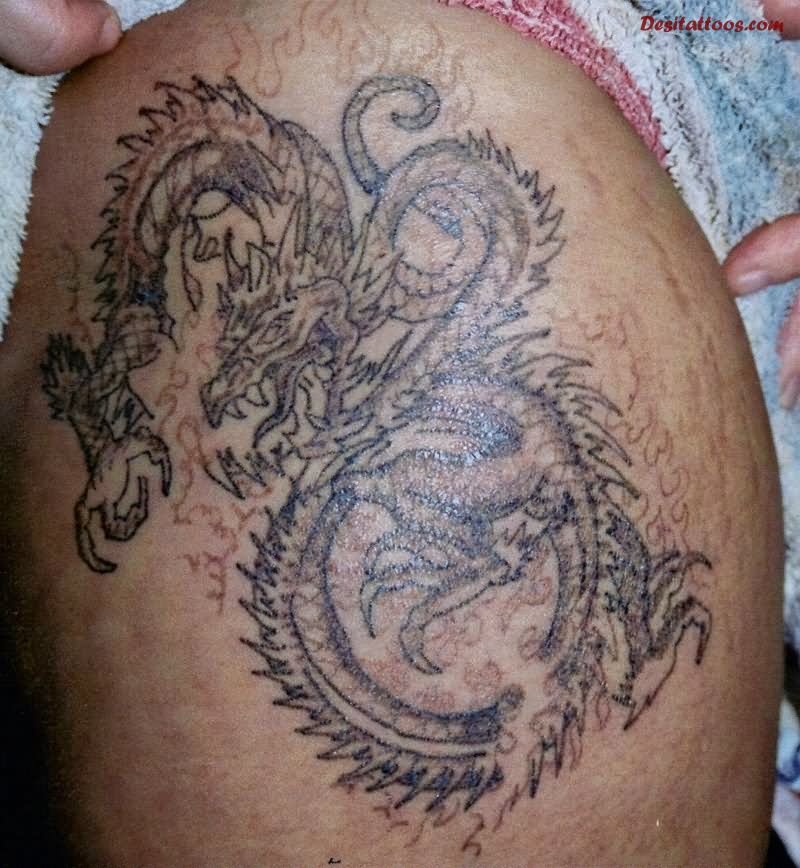 Dragon Wizard Tattoo On Leg