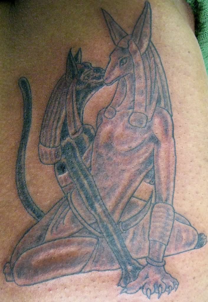 Egyptian Bastet And Anubis Tattoo