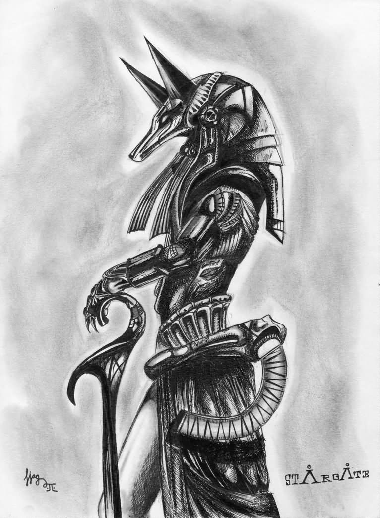 Egyptian God Anubis tattoo design black and white 8577917 Vector Art at  Vecteezy