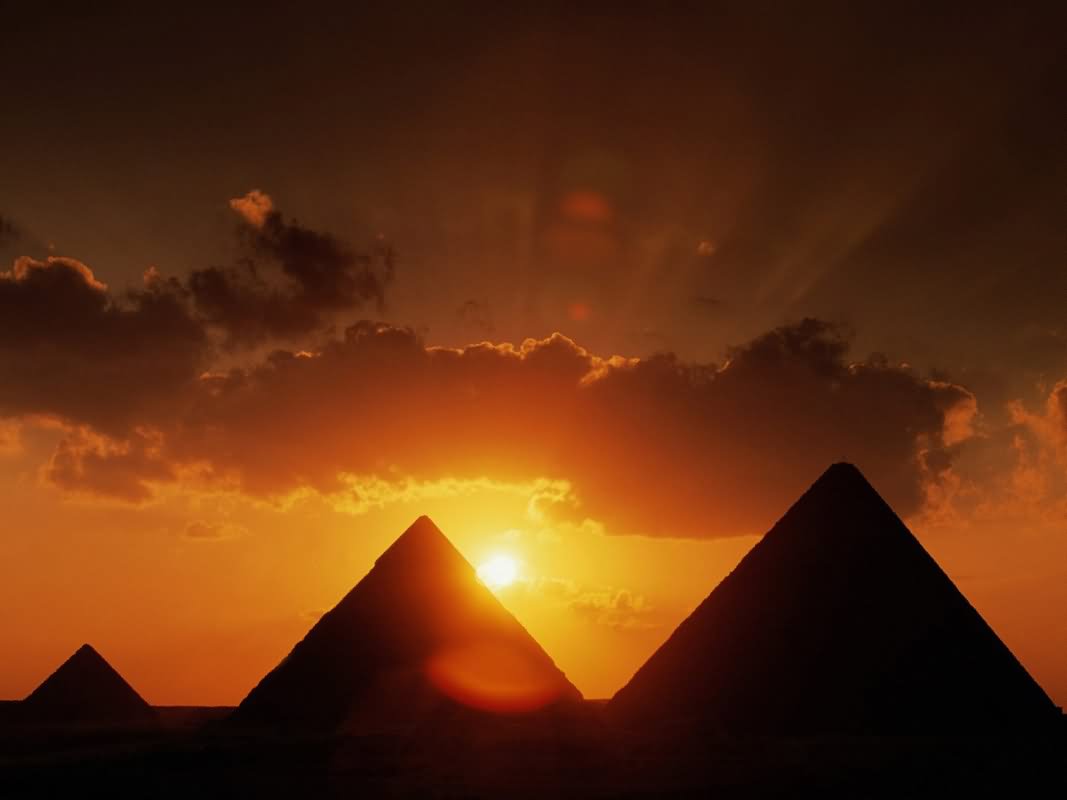 Egyptian Pyramids At Sunset