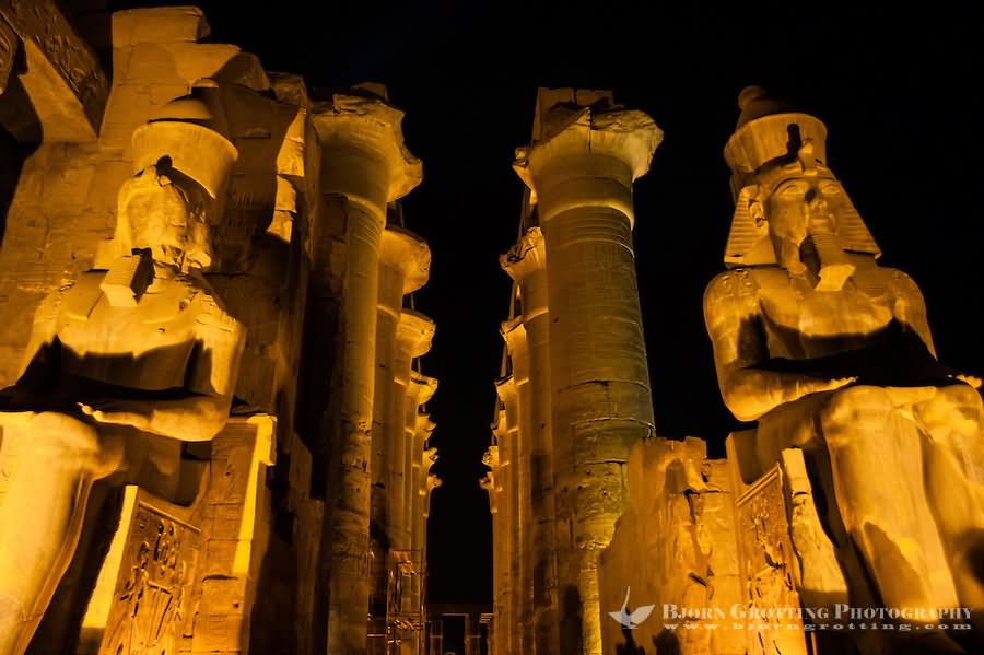Entrance Of The Luxor Temple At Night