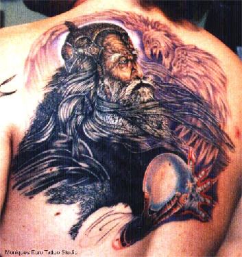 Evil Wizard Tattoo On Upper Back