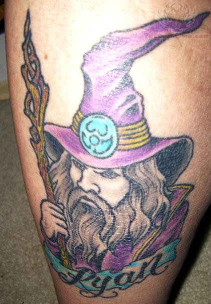 Fantasy Wizard Tattoos On Leg