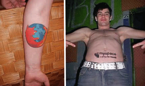 Firefox Logo And Myspace Geek Tattoos For Men