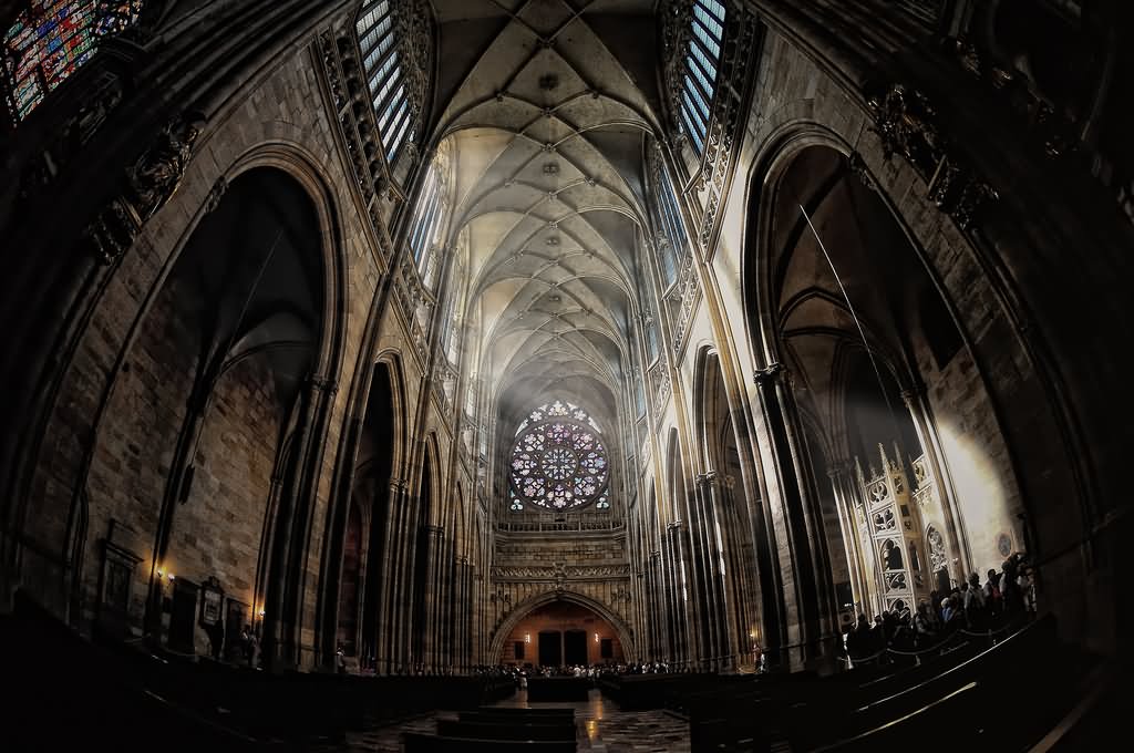 Fish Eye View Of Interior Of St. Vitus Cathedral