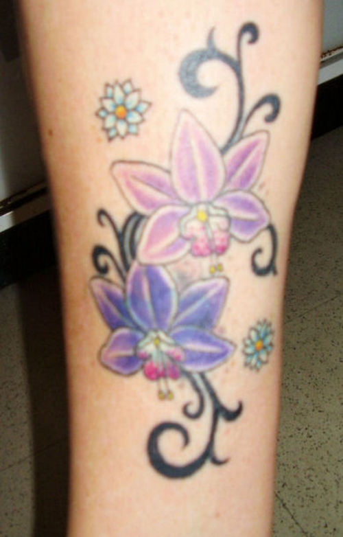 Flowers Orchid Tattoo On Arm