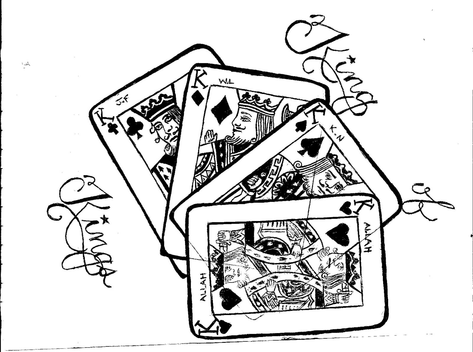 Four King Playing Cards Tattoo Design By Michael Kinsey