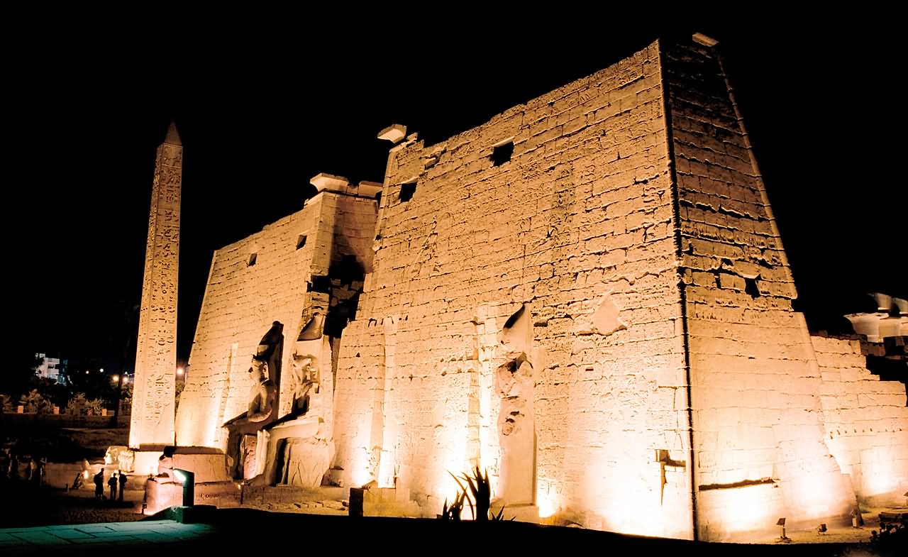 Front View Of Luxor Temple At Night