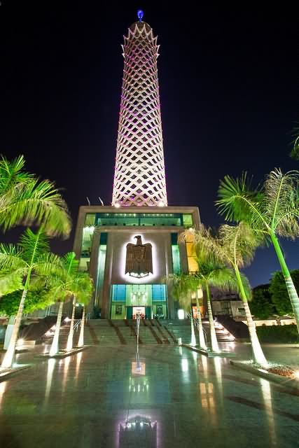 Full View Of The Cairo Tower At Night
