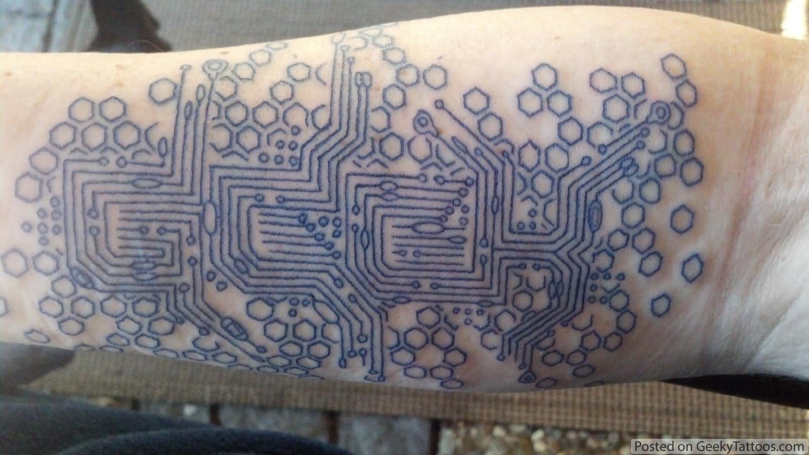 Geek Chip Tattoo On Forearm