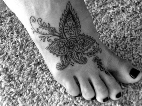 Girl Right Foot Orchid Tattoo