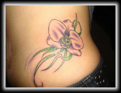 Girl Side Rib Orchid Tattoo For Girls