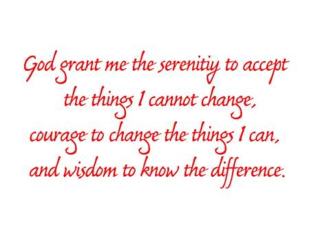 God grant me the serenity to accept the things I cannot change, the courage to change the things I can, and the wisdom to know the difference. - Reinhold