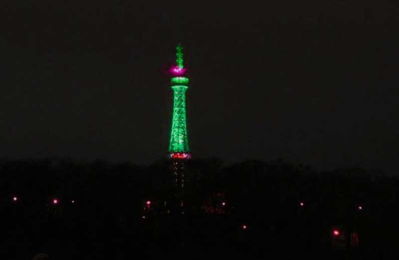Green Lights At The Petrin Tower Night Picture
