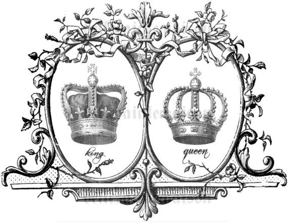 Grey Ink King And Queen Crown In Frame Tattoo Design