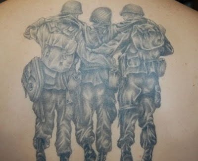 Grey Ink Military Soldiers Tattoo Design