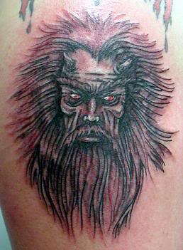 Grey Ink Wizard Tattoo On Shoulder