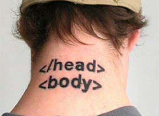 HTML Code Geek Tattoo On Nape