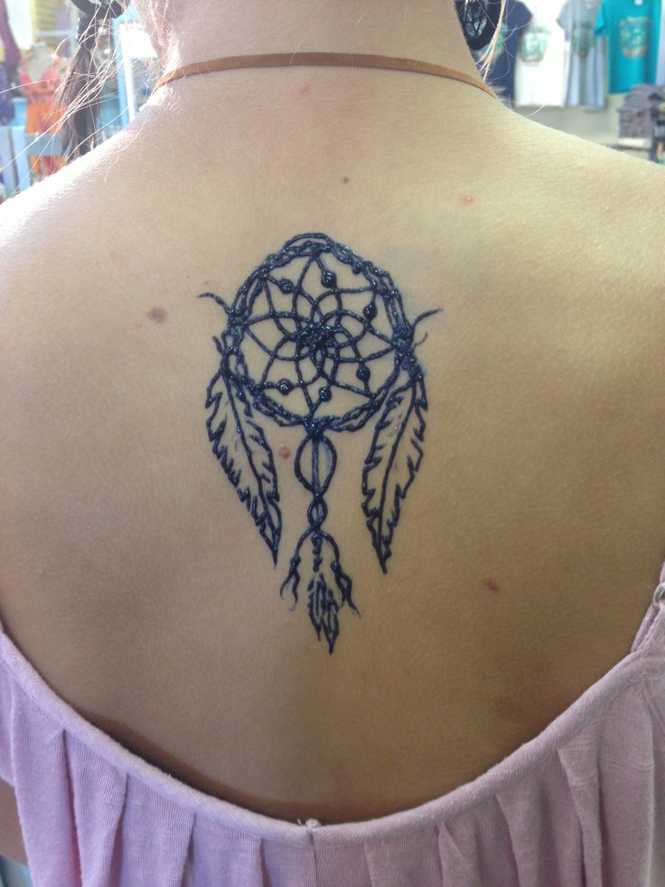 Henna Dreamcatcher Tattoo On Upper Back