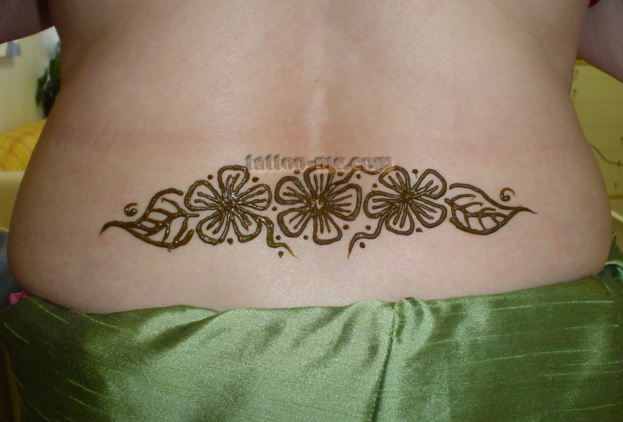 Henna Lotus Flowers Tattoo On Lower Back