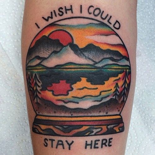I Wish I Could Stay Here - Traditional Scenery Tattoo Design