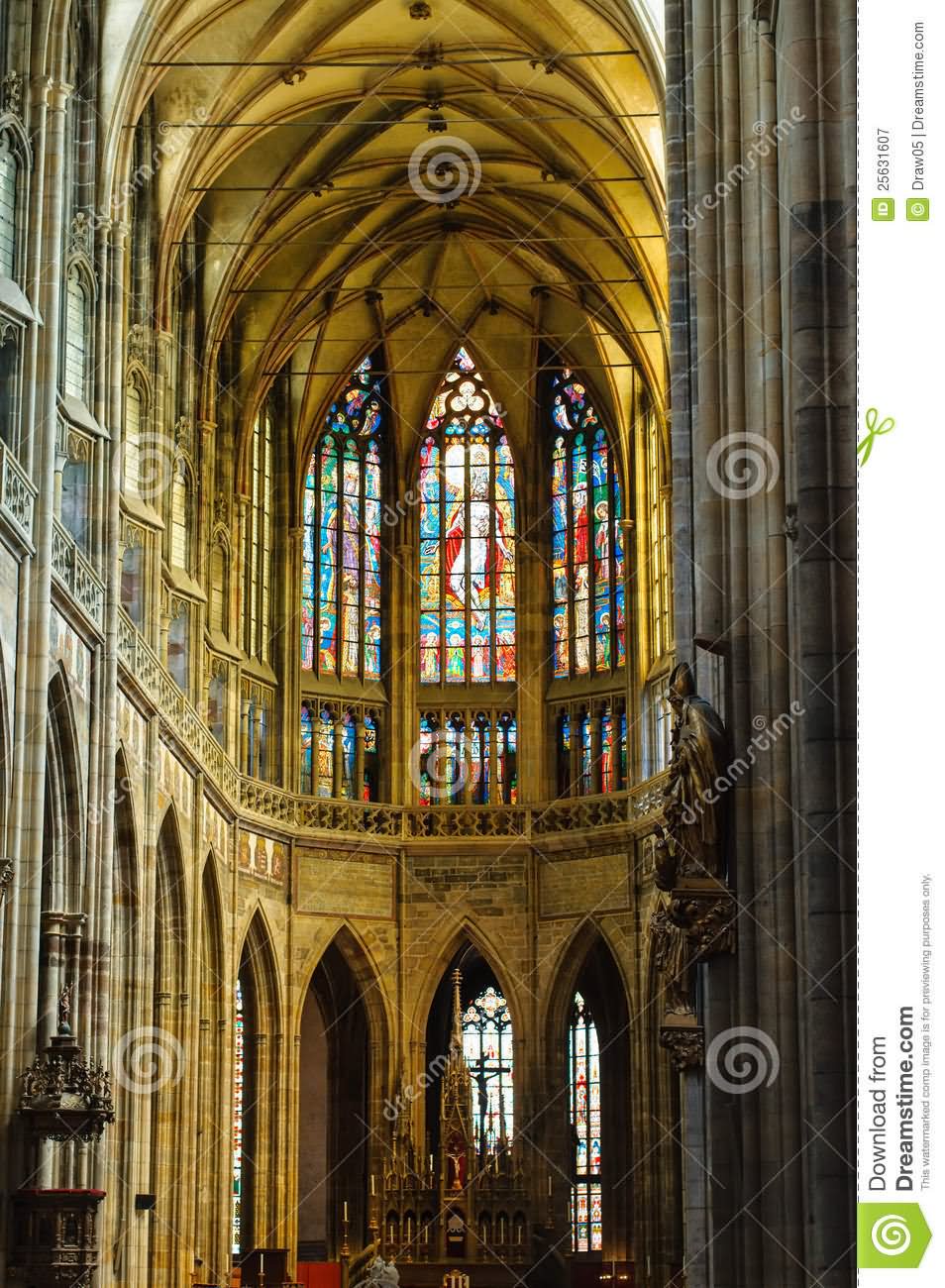 Inside Picture Of St. Vitus Cathedral In Prague