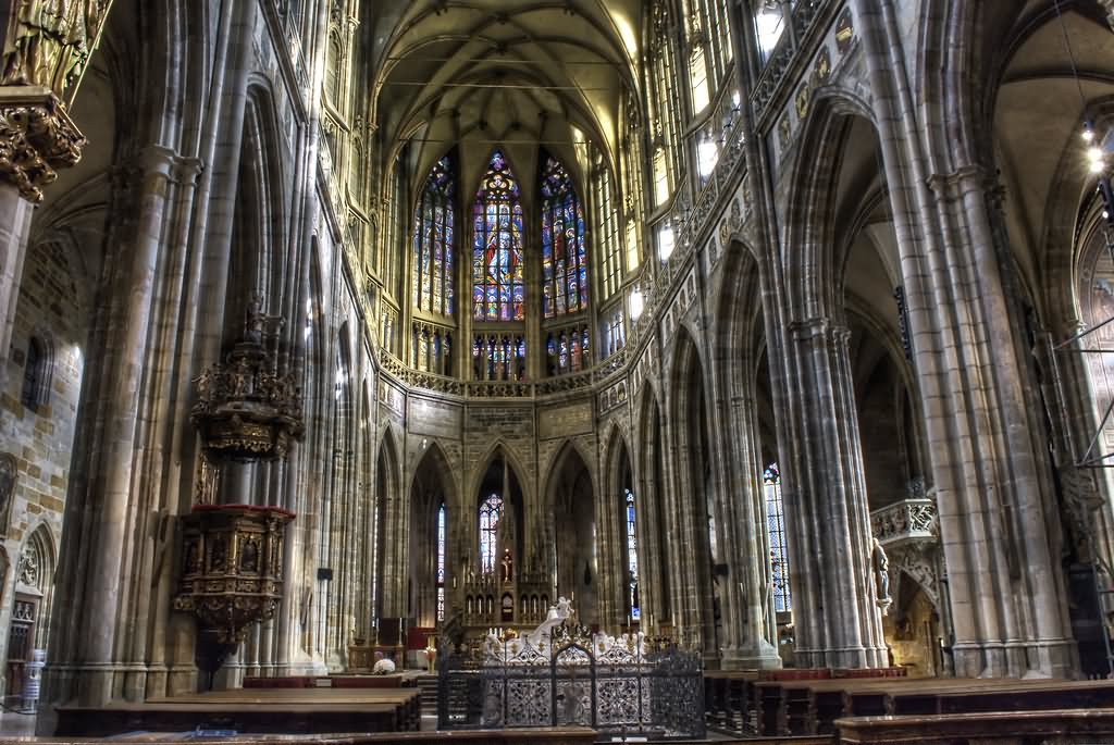 Inside St. Vitus Cathedral In Prague