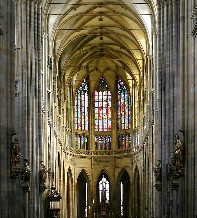 Inside The St. Vitus Cathedral In Prague Castle