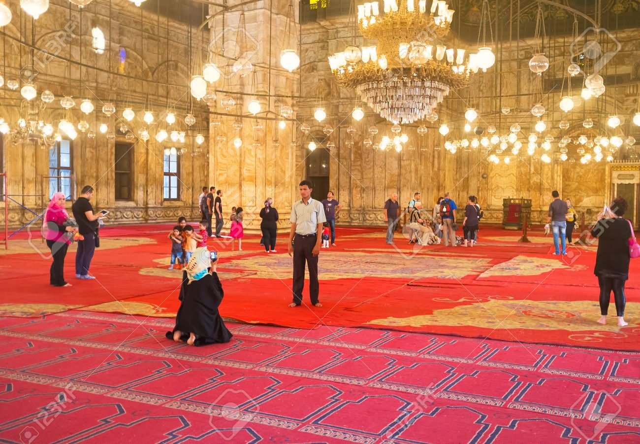 Interior Of The Great Mosque Of Muhammad Ali In Egypt