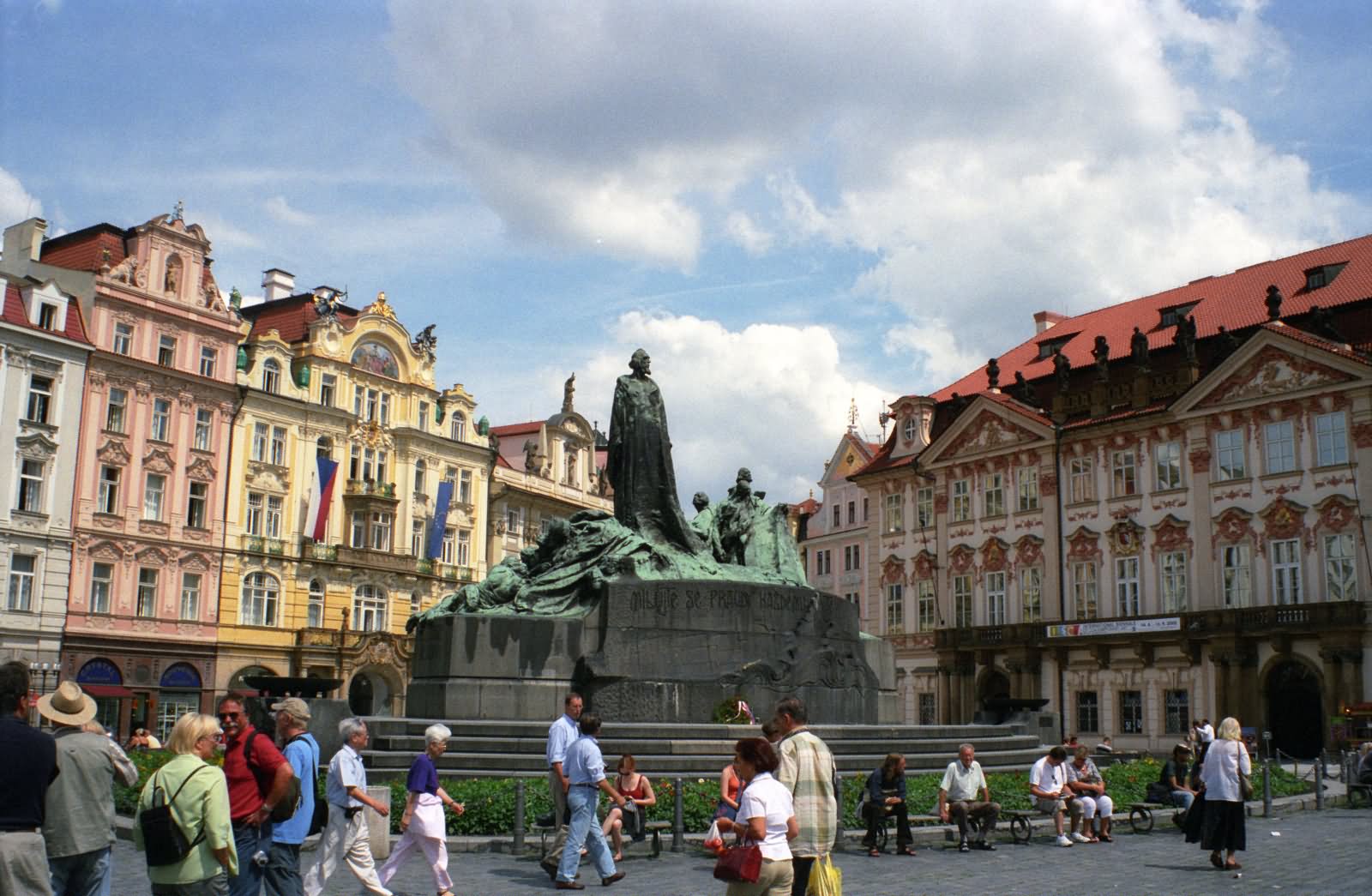 Jan Huss Memorial At The Old Town Square In Prague