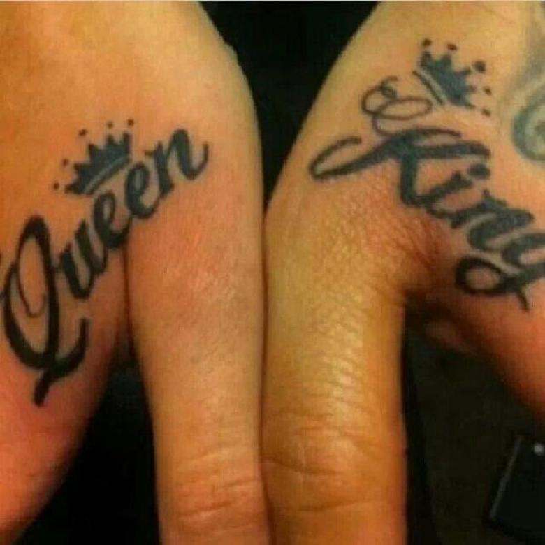 King And Queen Crown Tattoo On Couple Hand By Carrie Caton