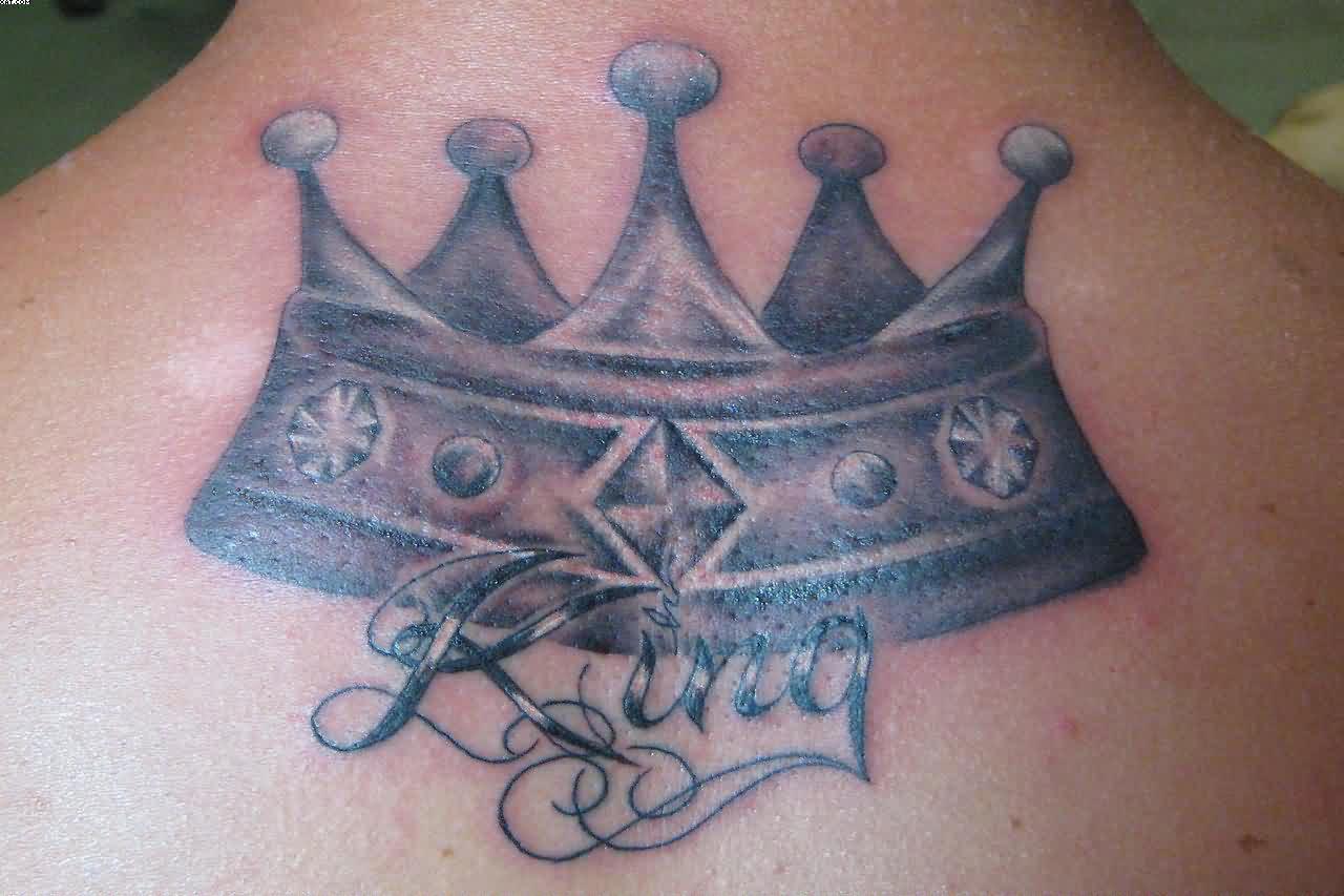 King - Black And Grey King Crown Tattoo Design