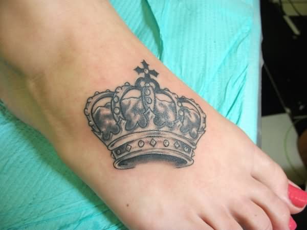 King Crown Tattoo On Girl Foot
