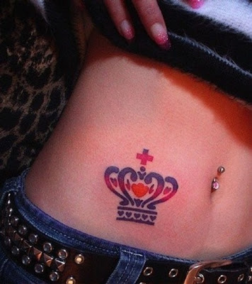 King Crown Tattoo On Girl Stomach