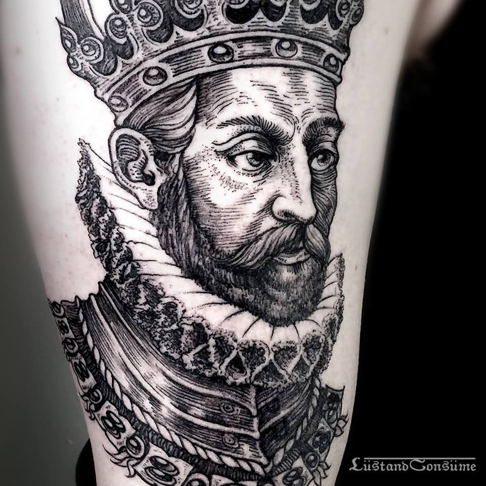 King Face Tattoo Design By Phil Tworavens