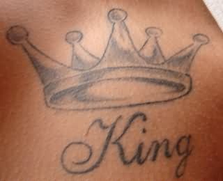 King - Grey Ink Crown Tattoo Design