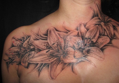 Lilies And Orchid Tattoo For Men