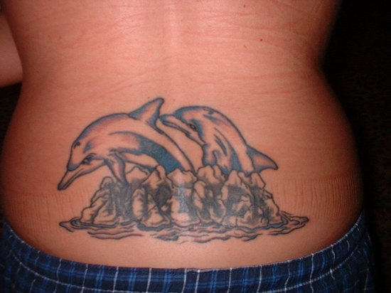 Lower Back Dolphin Tattoo For Girls