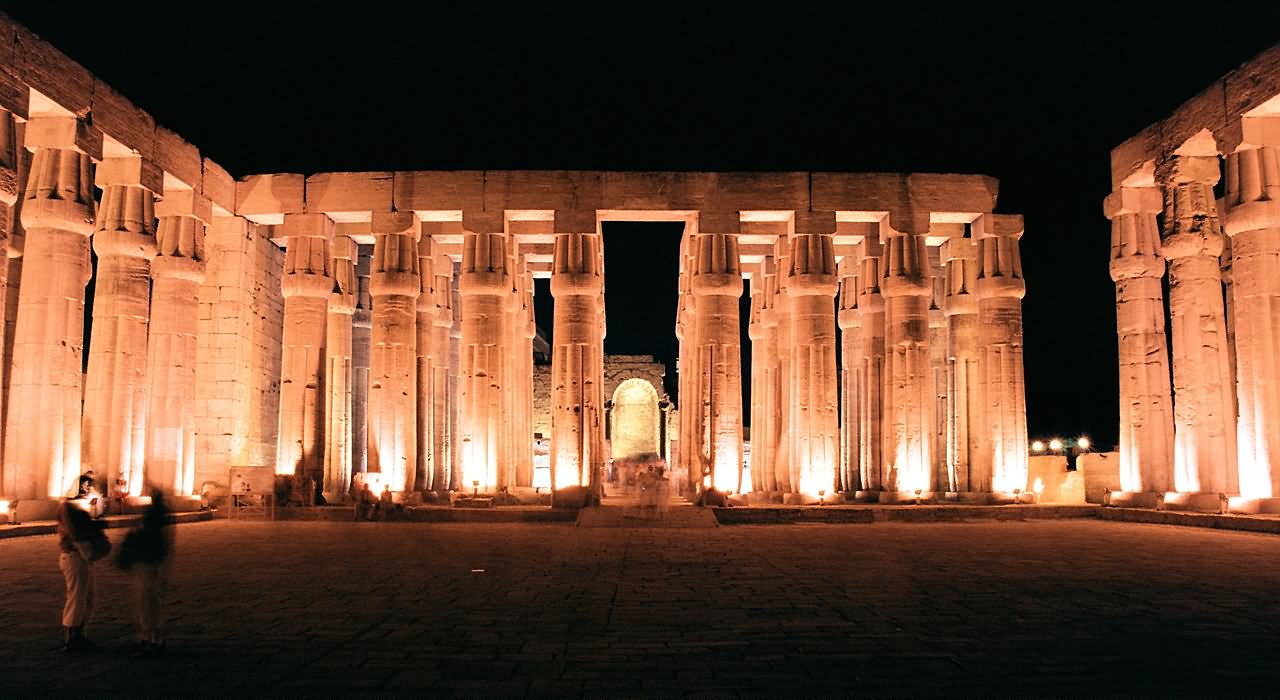 Luxor Temple Inside View At Night