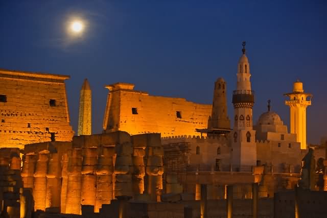 Luxor Temple Lit Up At Night