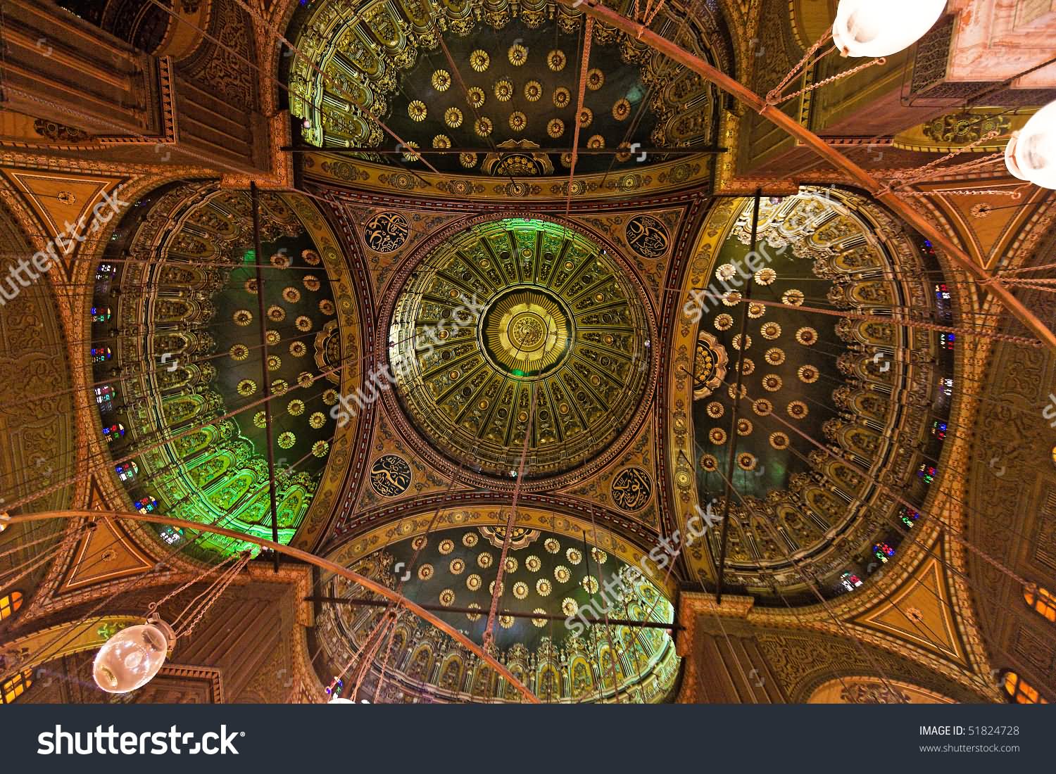Majestic Ceiling Inside The Mosque Of Muhammad Ali, Cairo