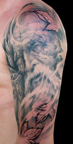 Man Left Half Sleeve Wizard Tattoo