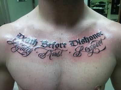 Military Quotes Tattoo On Collarbone